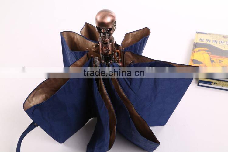 3 fold easy open and close skull shape handle folding Umbrella
