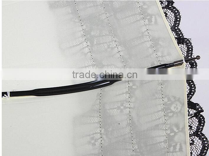 lady umbrella different color Long handle serging pagoda umbrella pagoda parasol with lace edge
