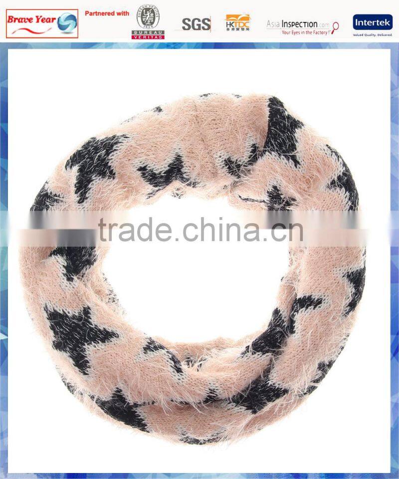 Pink & black knitted glitter star scarf/snood neck scarf