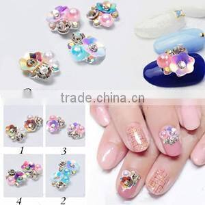 3D Nail Art Rhinestone Decorations White & Pink Colors Crown Bowknot & Love pattern