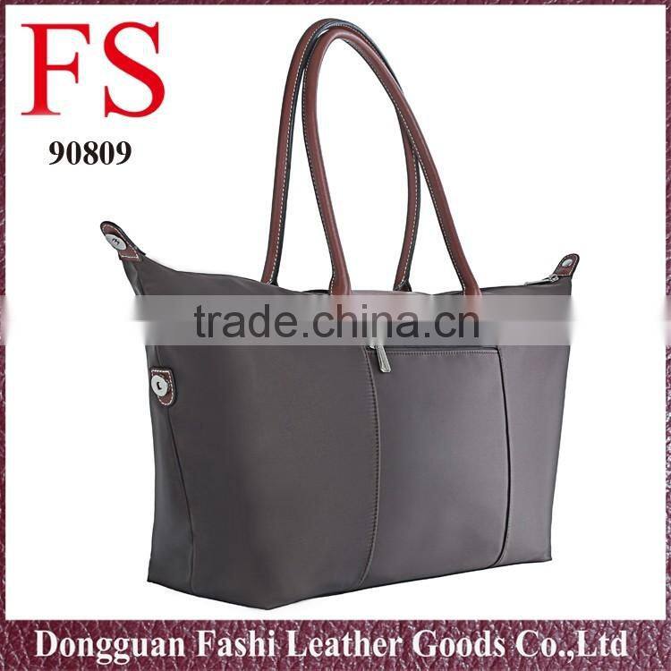 China supplier nylon waterproof ladies travel handbag with leather handbag shopping