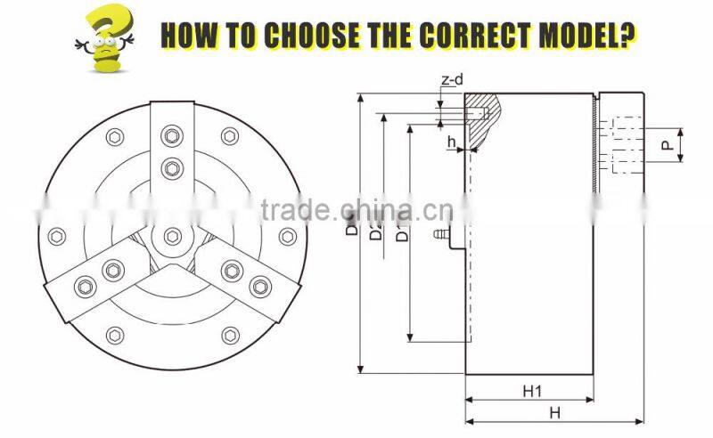 3 jaw solid built-in cylinder cnc rotary pneumatic air drill chuck small