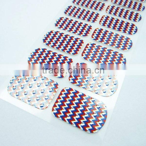Newair custom korean rhinestone nail polish strip 3d nail polish sticker high quality transparent nail patch sticker 22 tips