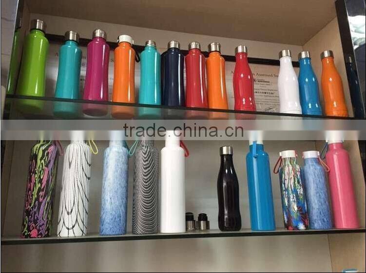 stainless steel sports bottle with straw/drinking bottle with lifting handle/ mirror polished water flask