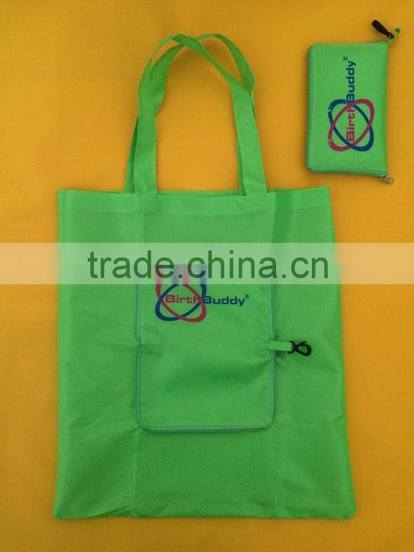 Custom 210 t Ripstop nylon these reusable folding shopping bag with small pouch