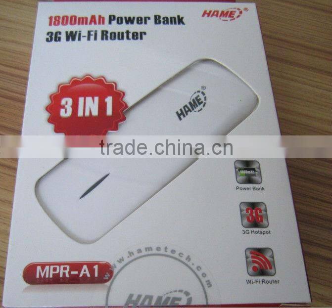 HAME MPR- A1 150Mbps 3G WiFi Router,3G Router Built-in1800mAh Lithium Battery portable power bank 3g wifi router