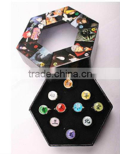 Naruto Rings Set 10pcs NARUTO Akatsuki Cosplay Member's Ring New In Box