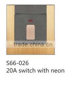 2 pole 20A push button types of electrical switches with neon