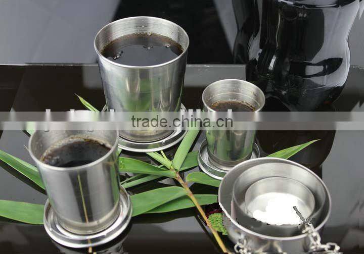 180ml Stainless steel travel folding mug with 3 sections