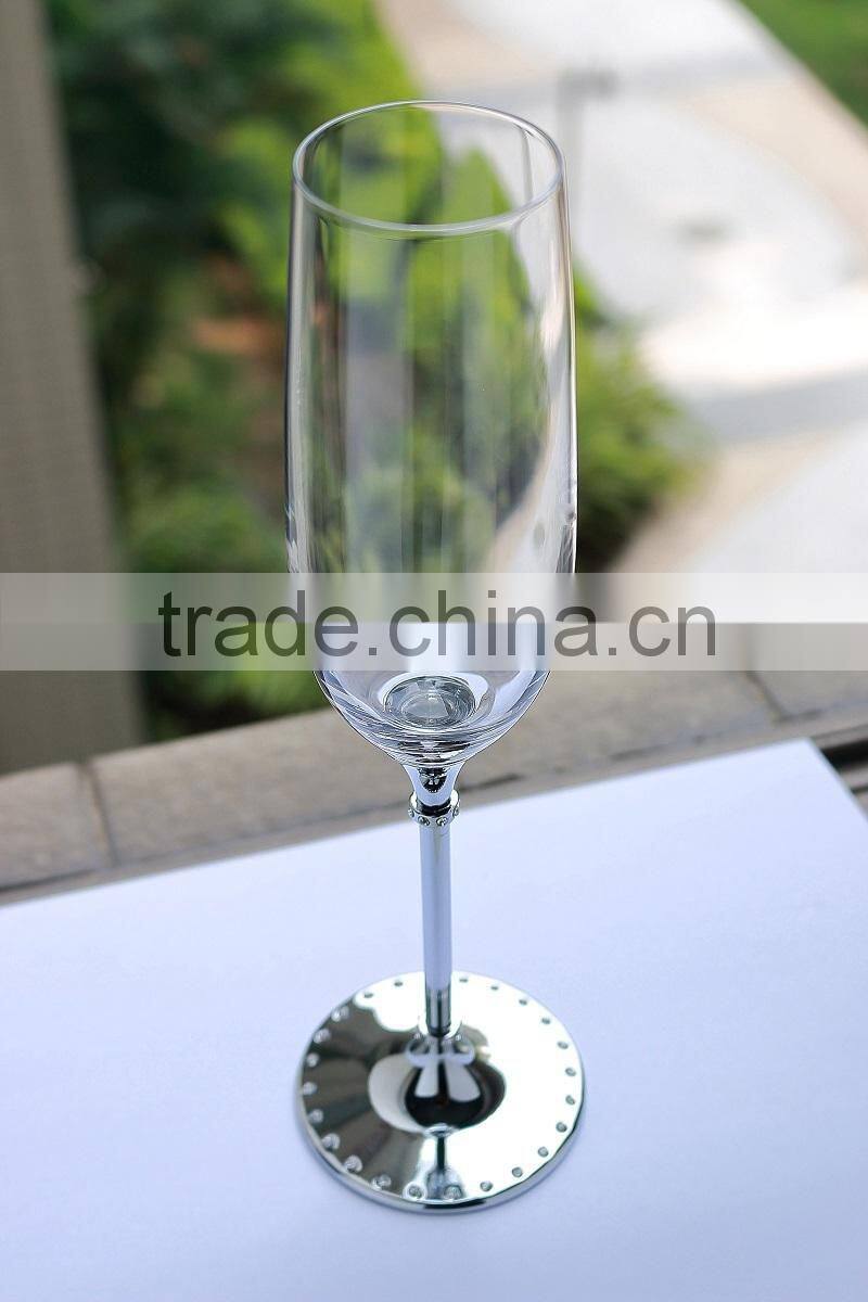 2015 new design lead free clear crystal 250ml champagne glasses set
