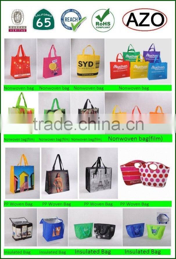 reusable recycle pp non woven material bag with film for shopping