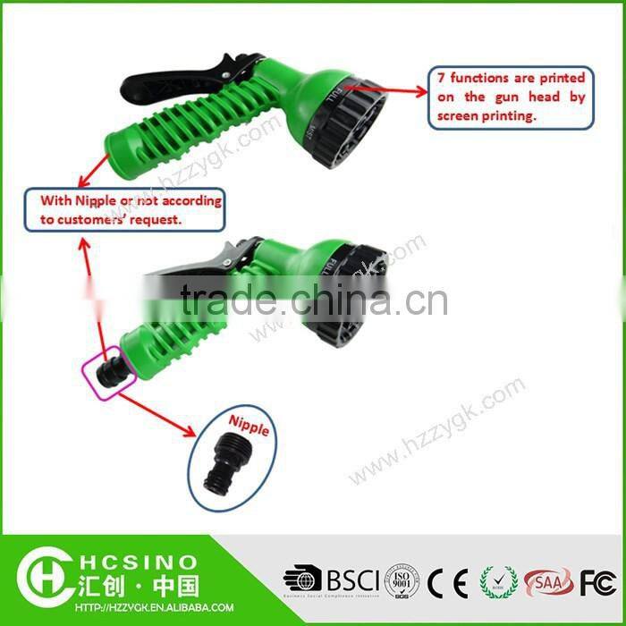 China High Pressure 7 Pattern Expandable Garden Hose Plastic Spray Gun/ Spray Nozzle / Water Jet