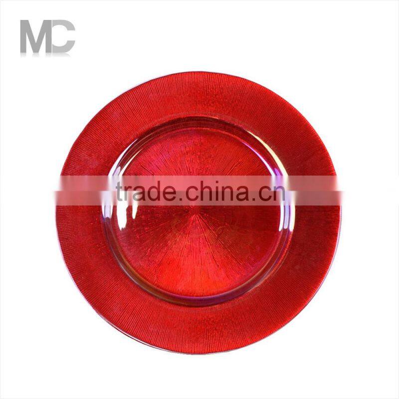 Wholesale Cheap Wedding and Catering Colorful Glass Charger Plates
