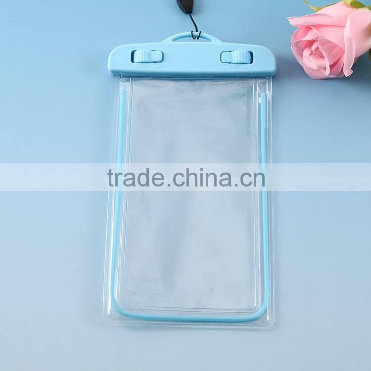 Plastic pvc waterproof bag for mobile phone with string / waterproof beach bag with zipper