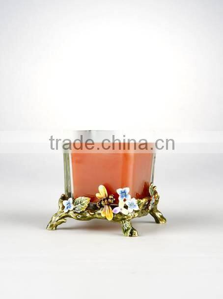 RORO Spring unique pewter craft crystal glass candle holder household decoration