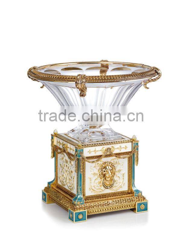 RORO King Supreme lion enamel crystal glass fruit holder householde decoration