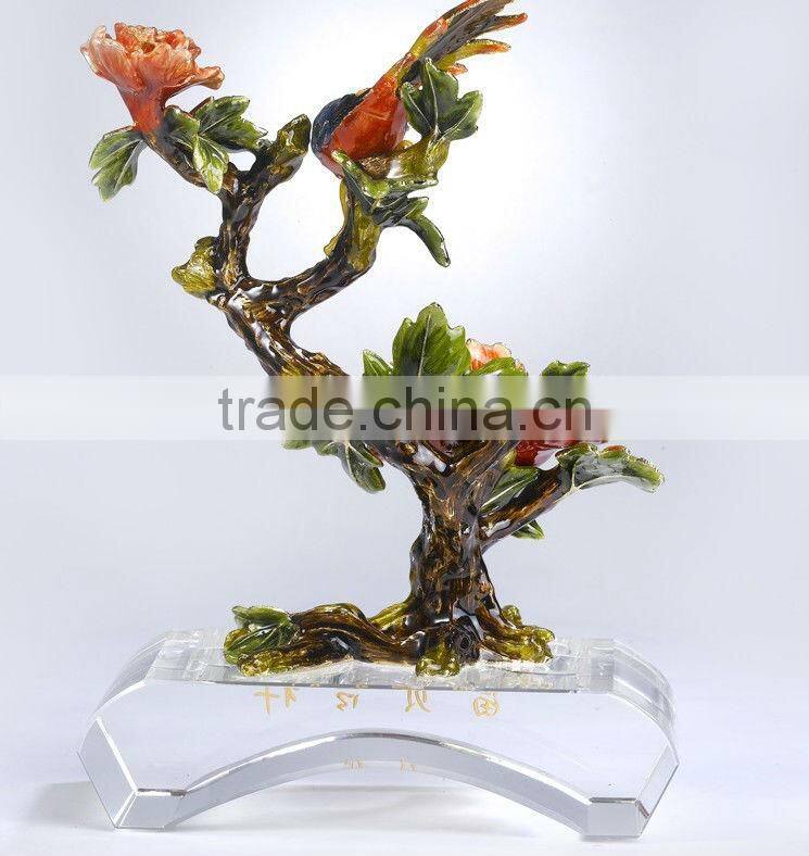 RORO Wealth and Auspice peony enamel pewter crystal decorative article for home decoration