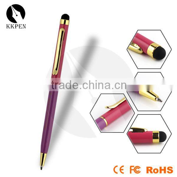 T208 slim ball pen with stylus