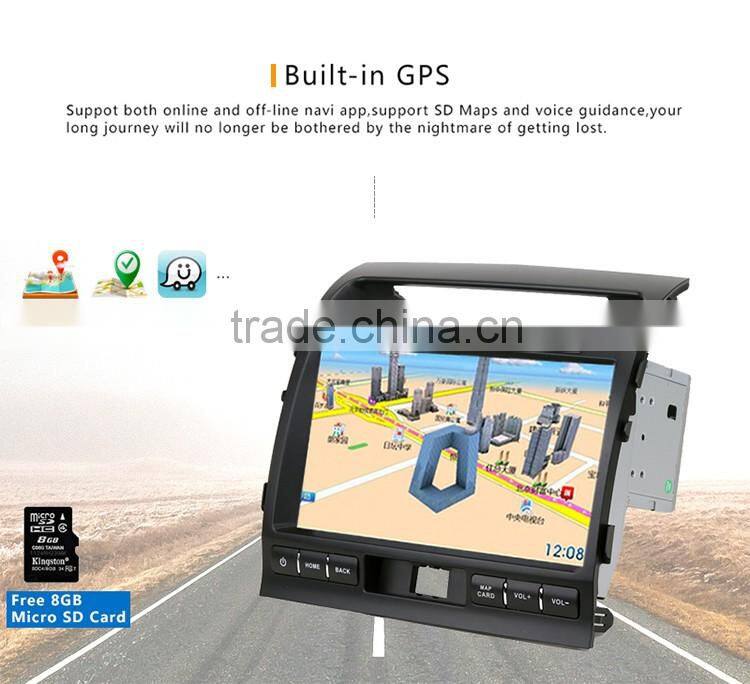 Great Quad Core Pure android 5.1.1 Car GPS for Toyota Land Cruiser 200 with Capacitive screen 1.6G CPU 1G RAM Radio audio player