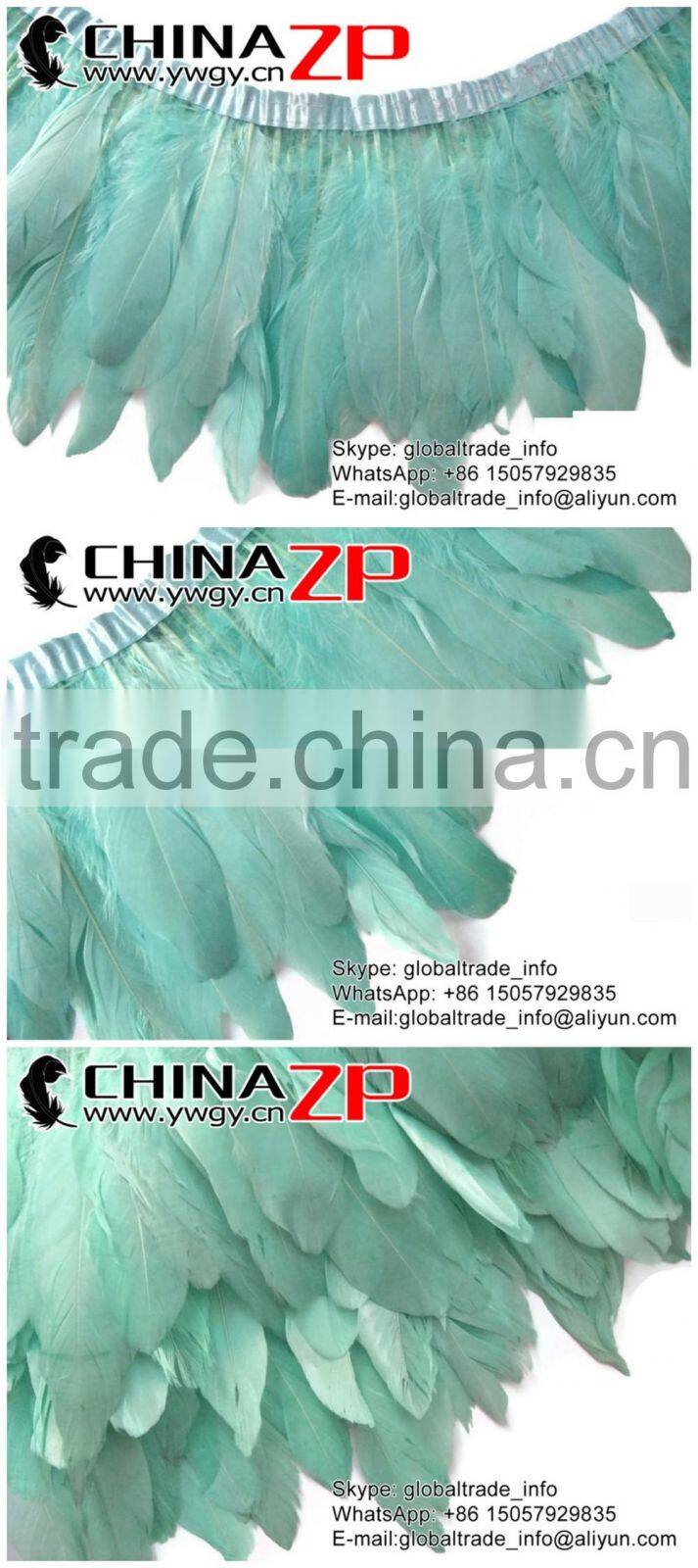 Gold Supplier ZPDECOR Wholesale Beautiful Dyed Satinettes Tiffany Blue Plume Goose Feathers Trim