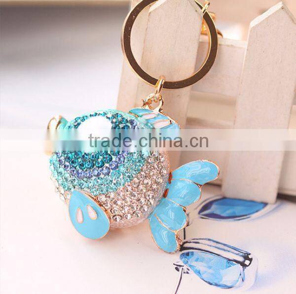 2014 Latest Rhinestone Fish Keychain , Bag Pendant ZTKC-180