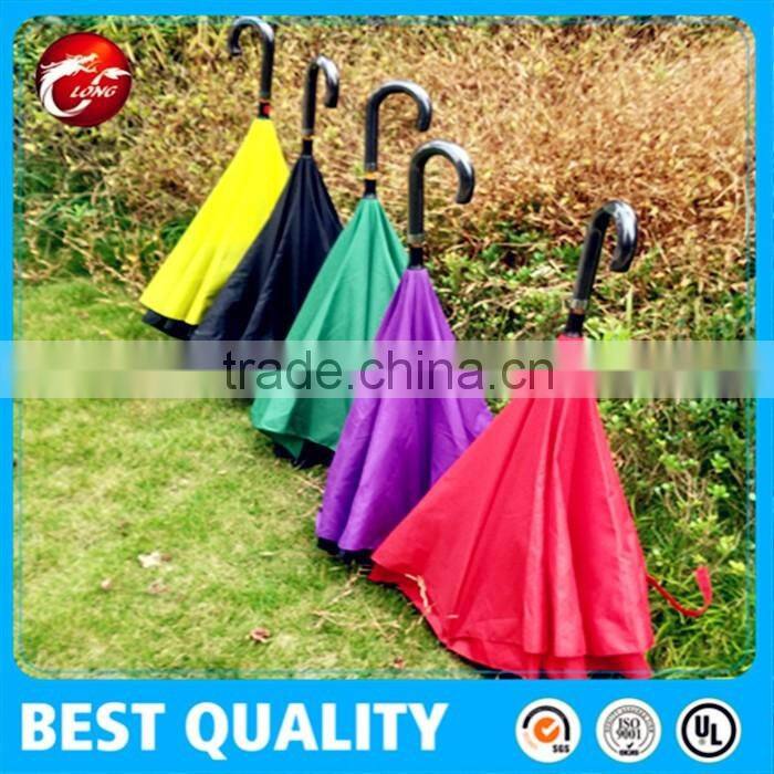 Windproof Reverse Folding Double Layer Inverted Umbrella,Self Standing Inside Out Rain Protection Umbrella with C-shaped Handle