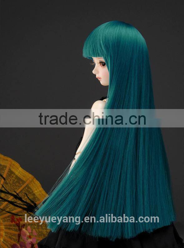 New style long dark blue straight 1/4 BJD doll wig