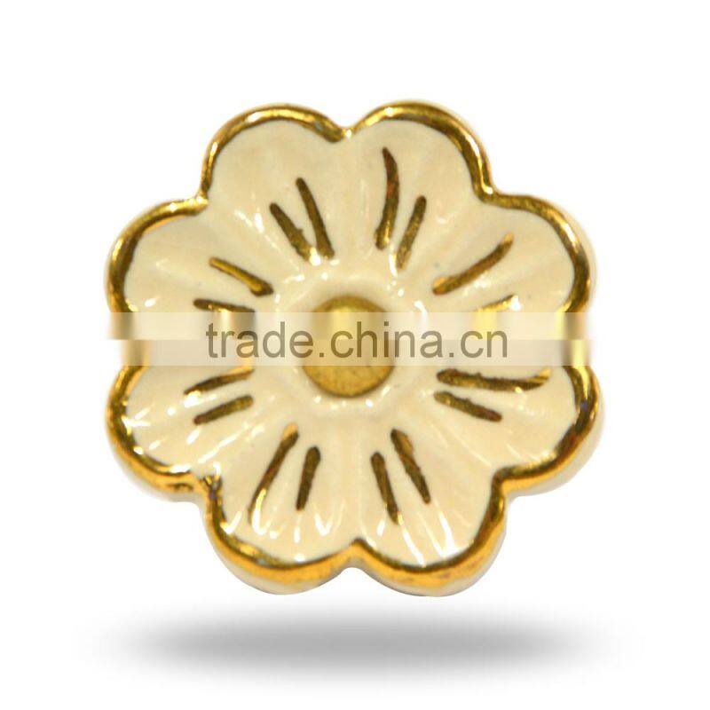 Ceramic Alaskan Black Flower White Knob