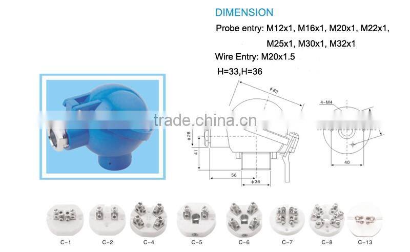 blue color high quality temperature sensor thermocouple terminal head NAA