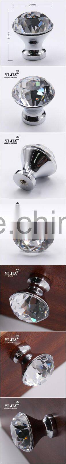 Shiny Diamond Furniture Accessories Cabinet Glass Handle Knob