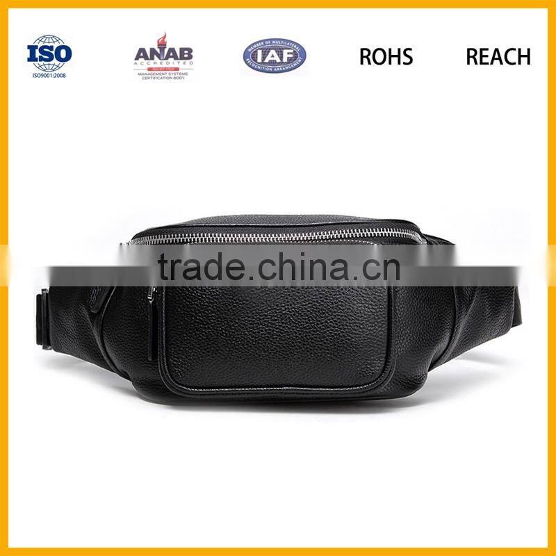 Elegant Design Favorable Price Black PU Material Unisex Cycling Waist Bag with Small Pocket