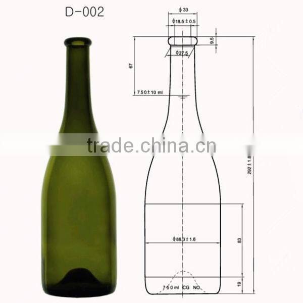 dark green glass champagne bottle 750ml