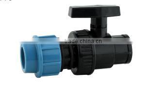 hdpe double union pp ball valve PN16(straight)pp compression fitting for H DPE pipes /plastic ball valve