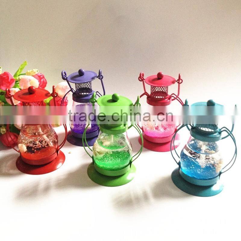Wholesale High Quality and Aladdin Lamp Design as Wedding Decoration's Metal Lantern with Jelly Candle