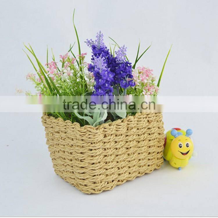 Home decoration recyclable paper rope handcraft flower gift basket