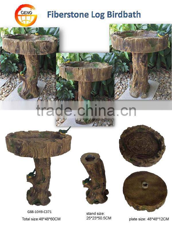Eco-friendly log bird bath wooden bird feeder for sale