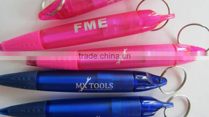 Plastic Ballpoint Pen with Keyring