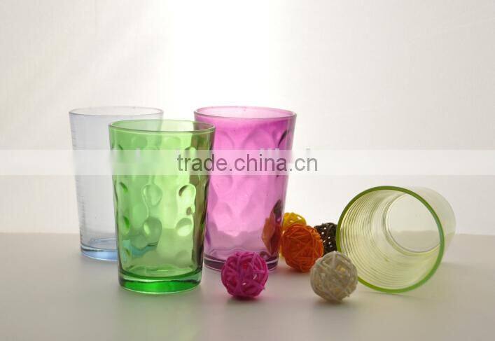 SGS inspection New arrived popular color focus Wholesale glass tumbler