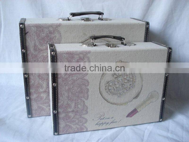 washed white wooden trunk with corner metal decor