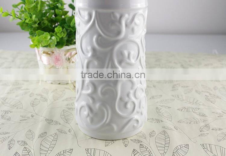 Modern Pure White Sculpture Ceramic Vase, Custom Design accepted