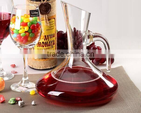 high-end mouth blown glass decanter glass wine decanter with handle