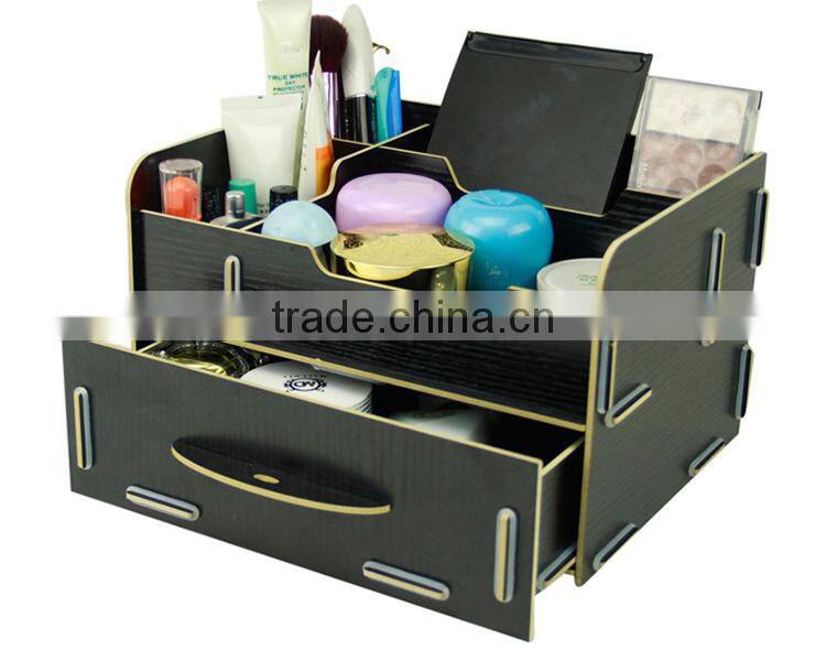 DIY Multifunctional Wooden Office Desk Organizer with Drawer