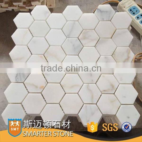 Small herringbone calacatta gold marble mosaic 1cm stone tile