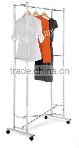 2016 China supplier stainless steel clothes rack/coat rack/garment rack with 4 wheels