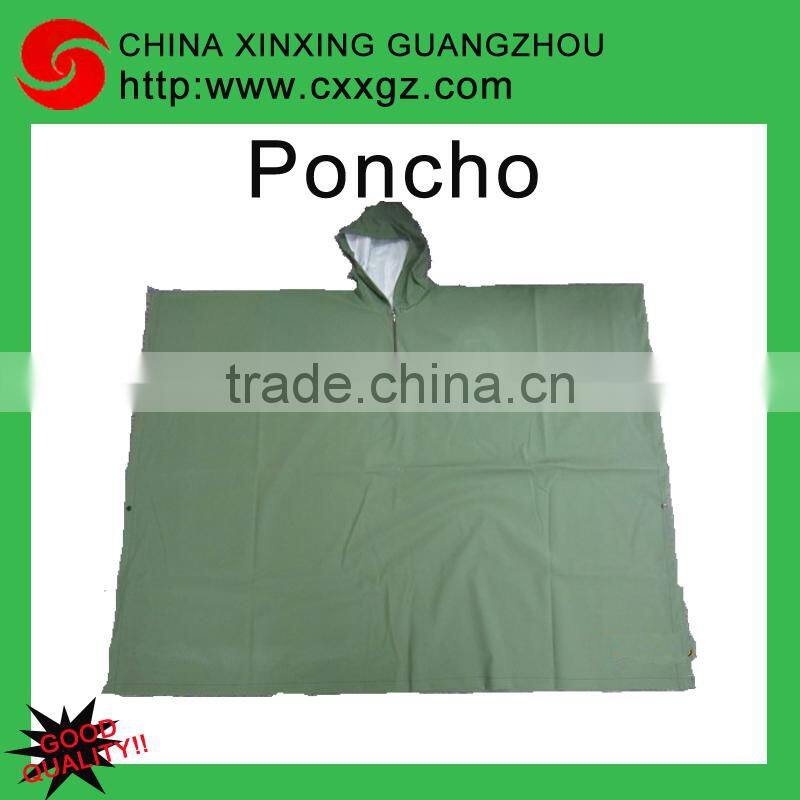 Re-usable durable olive green military rain poncho raincoat with polyester/nylon sale