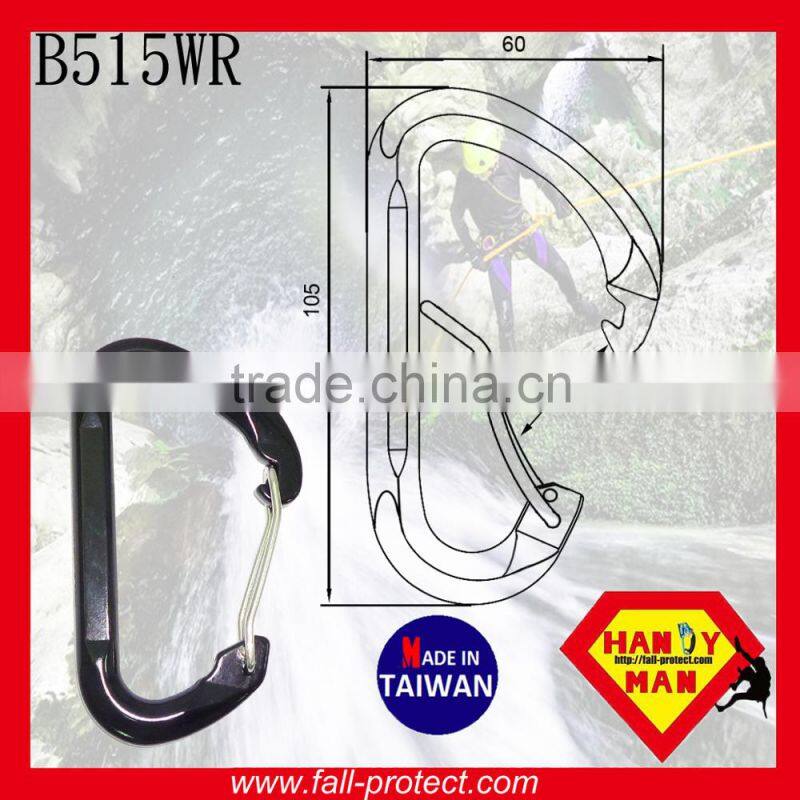 23KN Bent Gate Mountain Rock Climbing Aluminum Carabiner With Hook