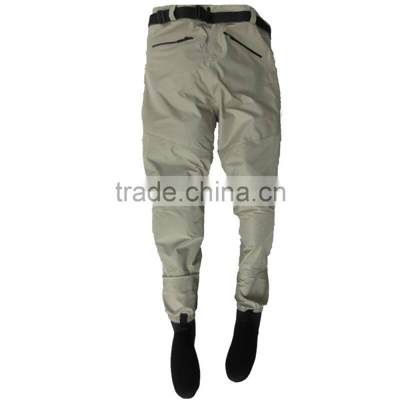 5 layers fishing wader suits pants waterproof breathable nylon pants with water repllent pocket