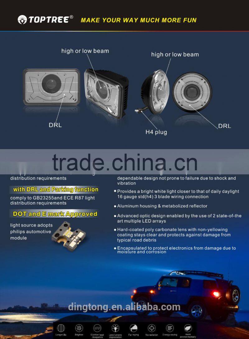 4x6 led headlights/ led headlight low beam high beam