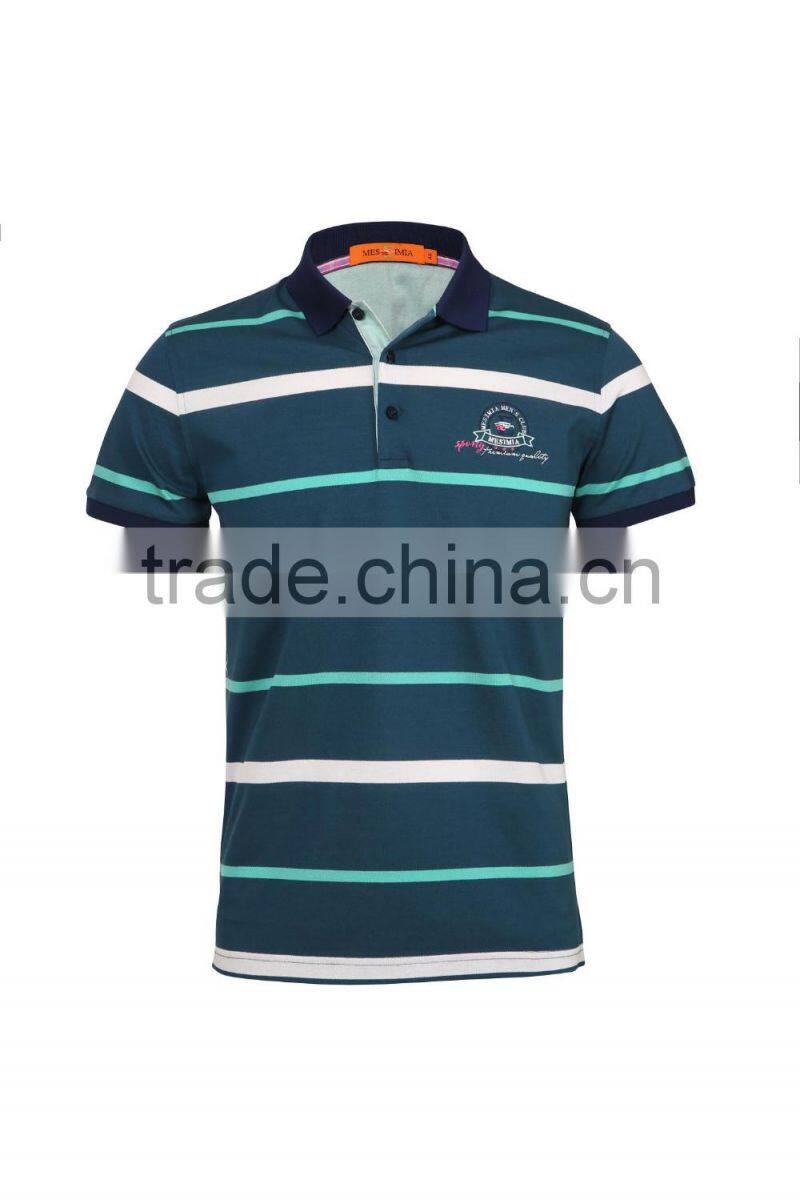 Mens polo collar striped t shirt