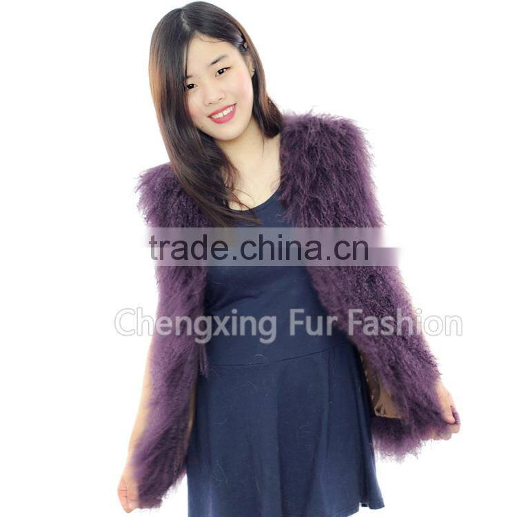 CX-G-B-160M 2016 New Fashion Custom Women Mongolian Lamb Fur Vest
